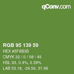 Color code: RGB 95 139 59 | qconv.com