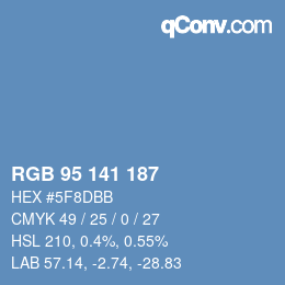 Color code: RGB 95 141 187 | qconv.com