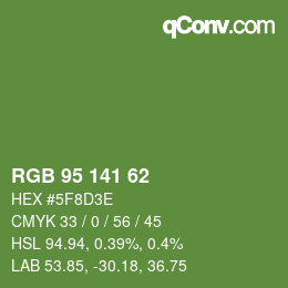 Color code: RGB 95 141 62 | qconv.com