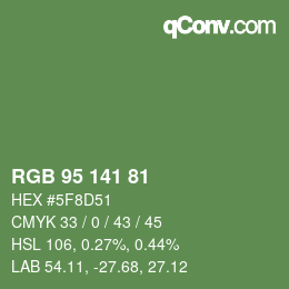 Color code: RGB 95 141 81 | qconv.com