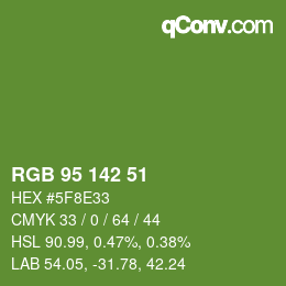 Color code: RGB 95 142 51 | qconv.com