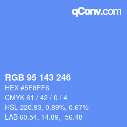 Color code: RGB 95 143 246 | qconv.com
