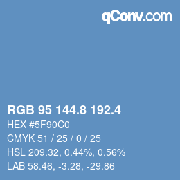 カラーコード: RGB 95 144.8 192.4 | qconv.com