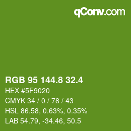 カラーコード: RGB 95 144.8 32.4 | qconv.com