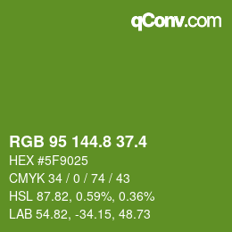 カラーコード: RGB 95 144.8 37.4 | qconv.com