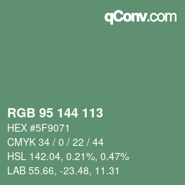 Color code: RGB 95 144 113 | qconv.com