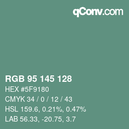 Color code: RGB 95 145 128 | qconv.com