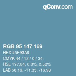 Color code: RGB 95 147 169 | qconv.com