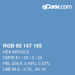 颜色代码: RGB 95 147 195 | qconv.com