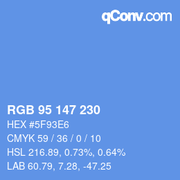 Color code: RGB 95 147 230 | qconv.com