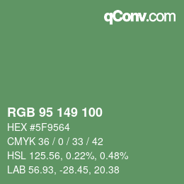 颜色代码: RGB 95 149 100 | qconv.com