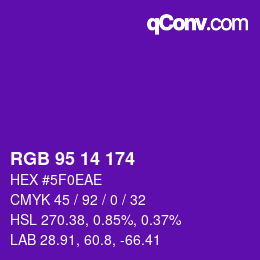 Color code: RGB 95 14 174 | qconv.com