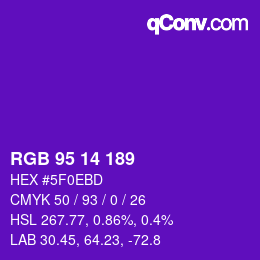 Color code: RGB 95 14 189 | qconv.com