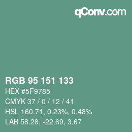 Color code: RGB 95 151 133 | qconv.com