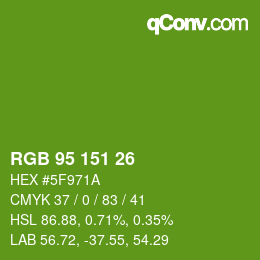 Color code: RGB 95 151 26 | qconv.com