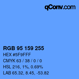 Color code: RGB 95 159 255 | qconv.com