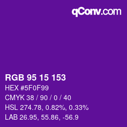 Color code: RGB 95 15 153 | qconv.com