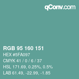 Color code: RGB 95 160 151 | qconv.com