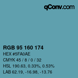 Color code: RGB 95 160 174 | qconv.com