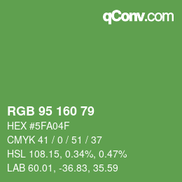 Color code: RGB 95 160 79 | qconv.com