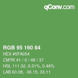 Color code: RGB 95 160 84 | qconv.com