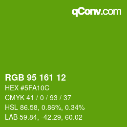 Color code: RGB 95 161 12 | qconv.com