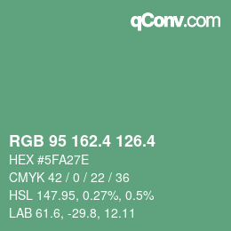 カラーコード: RGB 95 162.4 126.4 | qconv.com
