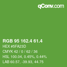 カラーコード: RGB 95 162.4 61.4 | qconv.com