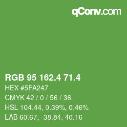 カラーコード: RGB 95 162.4 71.4 | qconv.com