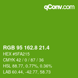 カラーコード: RGB 95 162.8 21.4 | qconv.com