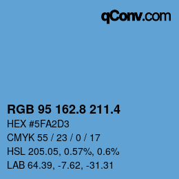 カラーコード: RGB 95 162.8 211.4 | qconv.com