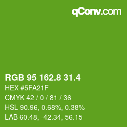 カラーコード: RGB 95 162.8 31.4 | qconv.com