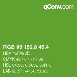 カラーコード: RGB 95 162.8 46.4 | qconv.com