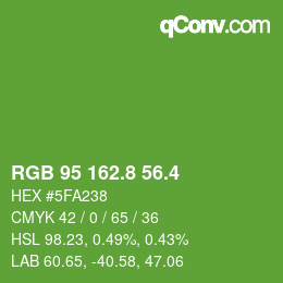カラーコード: RGB 95 162.8 56.4 | qconv.com