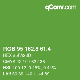 カラーコード: RGB 95 162.8 61.4 | qconv.com
