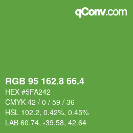 カラーコード: RGB 95 162.8 66.4 | qconv.com
