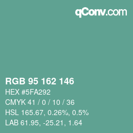 Color code: RGB 95 162 146 | qconv.com