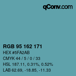 颜色代码: RGB 95 162 171 | qconv.com