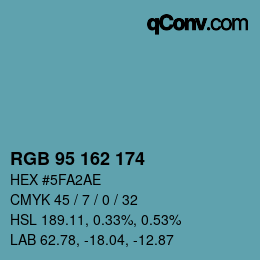 カラーコード: RGB 95 162 174 | qconv.com