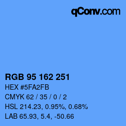 Color code: RGB 95 162 251 | qconv.com