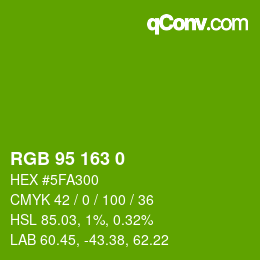 Color code: RGB 95 163 0 | qconv.com