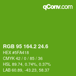 カラーコード: RGB 95 164.2 24.6 | qconv.com