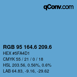 カラーコード: RGB 95 164.6 209.6 | qconv.com