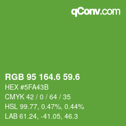 カラーコード: RGB 95 164.6 59.6 | qconv.com