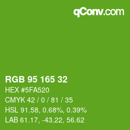 Color code: RGB 95 165 32 | qconv.com