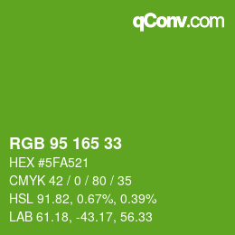 Color code: RGB 95 165 33 | qconv.com