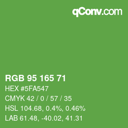 Color code: RGB 95 165 71 | qconv.com