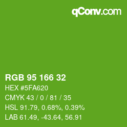 Color code: RGB 95 166 32 | qconv.com