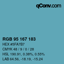 Color code: RGB 95 167 183 | qconv.com