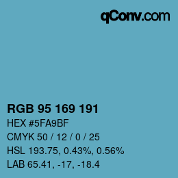 Color code: RGB 95 169 191 | qconv.com
